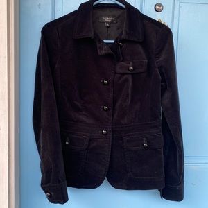 Talbots Black Velvet Jacket Soft Velveteen Button Blazer 2P
